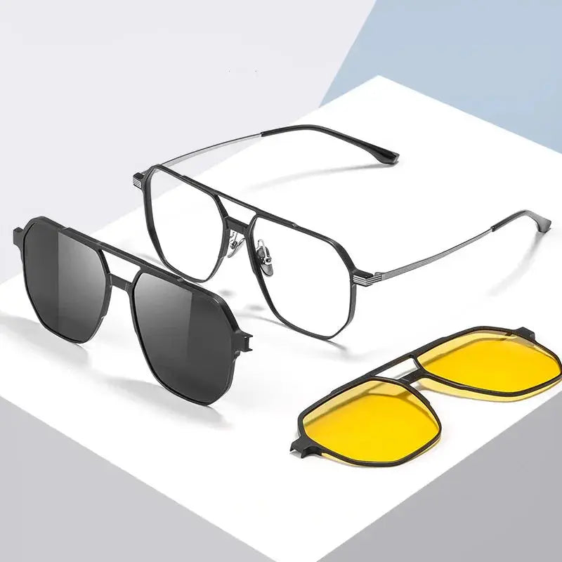 Magnetic Clip-On Polarized Aviator Sunglasses Foreland Eyewear